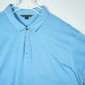 John Varvatos Silk Cotton Polo Shirt XXL Light Blue Short Sleeve Luxury Knit